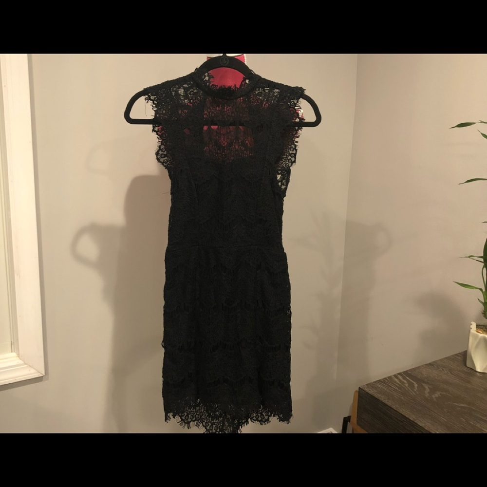 Free People - XS, Black Lace Dress Open Back